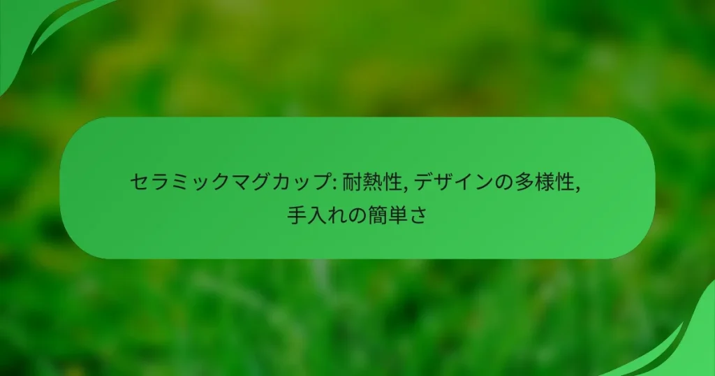 セラミックマグカップ: 耐熱性, デザインの多様性, 手入れの簡単さ