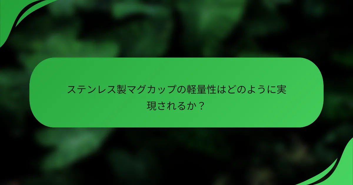 ステンレス製マグカップの軽量性はどのように実現されるか?